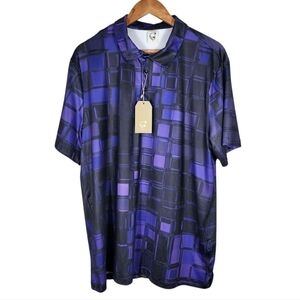 Hardaddy NWT 3 Button Collar Purple Black Shirt Breathable Fabric XL Polo